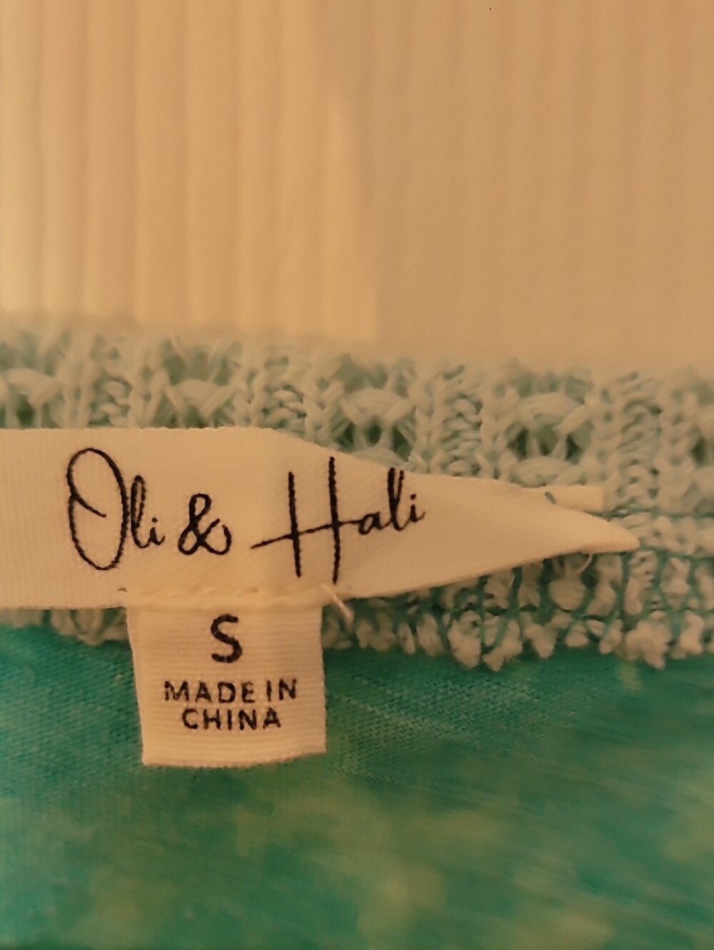 Oli & Hali Boho Heart Embroidered V-Neck Sweater in Aqua - Picture 2 of 3